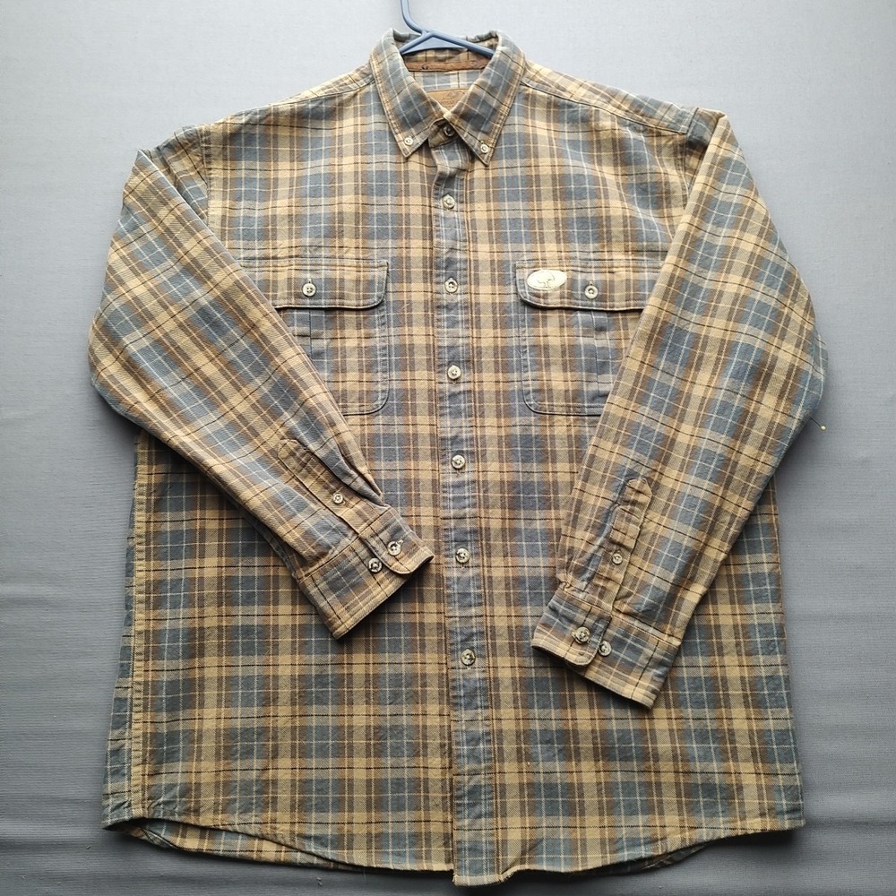 Mossy Oak Flannel‎ Shirt Men's Brown Plaid Long Sleeve Large